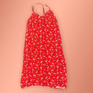 Midi red dress, more flattering in person